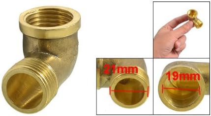Sourcingmap 1/2PT Male to 1/2NPT Female Thread Elbow Pipe Coupler Fitting, Gold Tone - Image 3