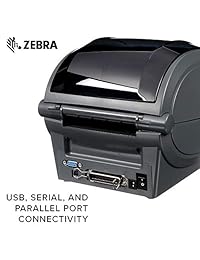 Zebra GX43 102511 000 GX430T Impresora de transferencia térmica directa térmica, 300 DPI, monocromo, escritorio, impresora de etiquetas 4x6, 7.5" H x 7.6" W x 10" D, with Serial USB Parallel