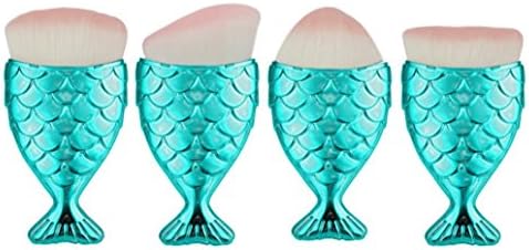 Start 4PC/Set Blue Brush Fish Scale Fishtail Powder Foundation Makeup Cosmetic All Shapes Brush