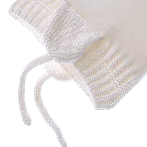 Baby Beanie Earflaps Hat - Infant Toddler Girls Boys Soft Warm Knit Hat Kids Winter Hat with Fleece Lining (White,L) - Thumbnail 4