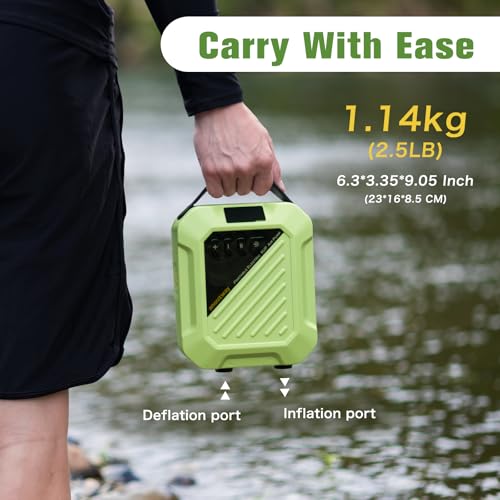 anoutway Paddle Board Pump Electric, 20PSI High Pressure Smart Sup Pump, Rechargeable Battery-Powered, Intelligent Dual Stage Inflation & Deflation, Electric Pump for Paddle Board, Surfing Kite, Tent