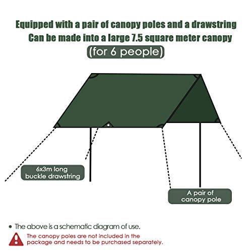 Slanke Camping Tarp, Hangmat Regen Vliegtentui Outdoor Tent Tarp Waterdichte UV Bescherming Luifel Tent Tarp Shelter… - Image 5