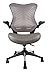 OfficeFactor Executive Ergonomic Computer Office Chair Back Mesh Bonded Leather Seat Flip-up Arms Lumbar Support Molded Foam Seat Adjustable Height Home Office Desk Chair (Grey)