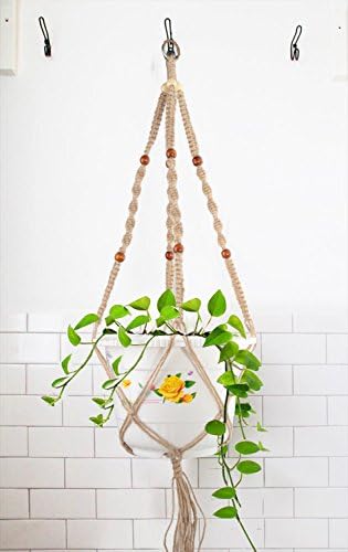 UPmagic Macrame Plant Hangers Indoor Outdoor Hanging Planter Basket Four Hemp Rope 4 Legs 40 Inches (1)