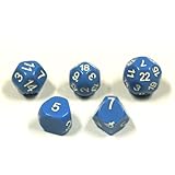 Set of Unusual Dice: d5, d7, d14, d18, and d22 in Blue