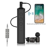 Bluetooth Adapter for Headphones, GULAKI Bluetooth Audio Receiver 3.5mm for Car Stereo AUX Home Stereo Wired Headphones Black (Portable Bluetooth Receiver)
