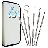 Professional Dental Hygiene Kit by Unident | 6 peice Superior Quality Surgical Stainless Steel Instruments Including Tarter Scraper Scaler Remover Tool, Dental Pick, Probe, Anti-fog Teeth Mirror, Burnisher, Pet Friendly, Secured Inside a Handy Case