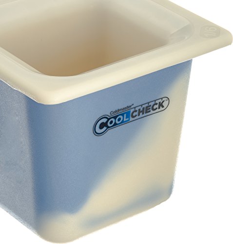Carlisle CM1104C1402 Coldmaster CoolCheck 6" Deep Sixth-Size Insulated Cold Food Pan, 1.6 Quart, Color Changing, White/Blue