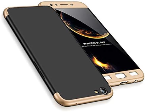 Oppo F3 Plus Case, Ultra-Thin 360 Full Protection Case [Rugged Armor] Bumper PC Phone Cases Shockproof Protective Cover for Oppo F3 Plus (Black-Gold)