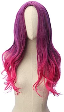 Long Wavy Gamora Cosplay Wig Purple Mixed Red Pink Gradient Ombre Hair