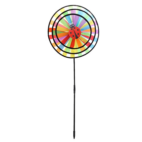 SimpleLif Colorful Rainbow Triple Wheel Wind Spinner Windmill Garden Yard Outdoor Decor