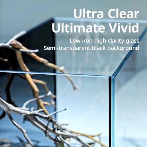 2.5 Gallon Nano Nature Aquarium Kit, Ultra-Clear Rimless Desktop Fish Tank with Light, Filter and Self Cleaning System, Perfect for Small Fish, Shrimp, or Betta (Ultra-Clear Rimless Fish Tank Kit)