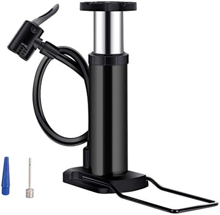 Kndio Mini Bike Floor Pump - Bike Pump Foot Activated Bicycle Pump Portable Bike Pump Bike Tire Pump Universal Presta & Schrader Valves Aluminum Alloy Barrel Free Gas Needle