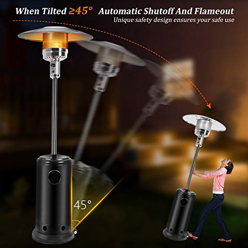 Bathonly Environmentally Safe Patio Heaters Garden Heater with Wheels for Moving Around, Tilt Auto Off Setting,38000BTU Outdoor Heater - Black...