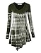 LL Womens Long Sleeve Handkerchief Hem Tie Dye/Ombre Tunics - Made in USA