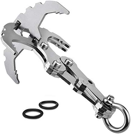 GFULLOV Grappling Hook 2-in-1 Gravity Hook Claw Tool Rock Climbing Equipment Survival Carabiner Foldable Hiking Portable Stainless Steel Harness Outdoor Multifunctional Strong