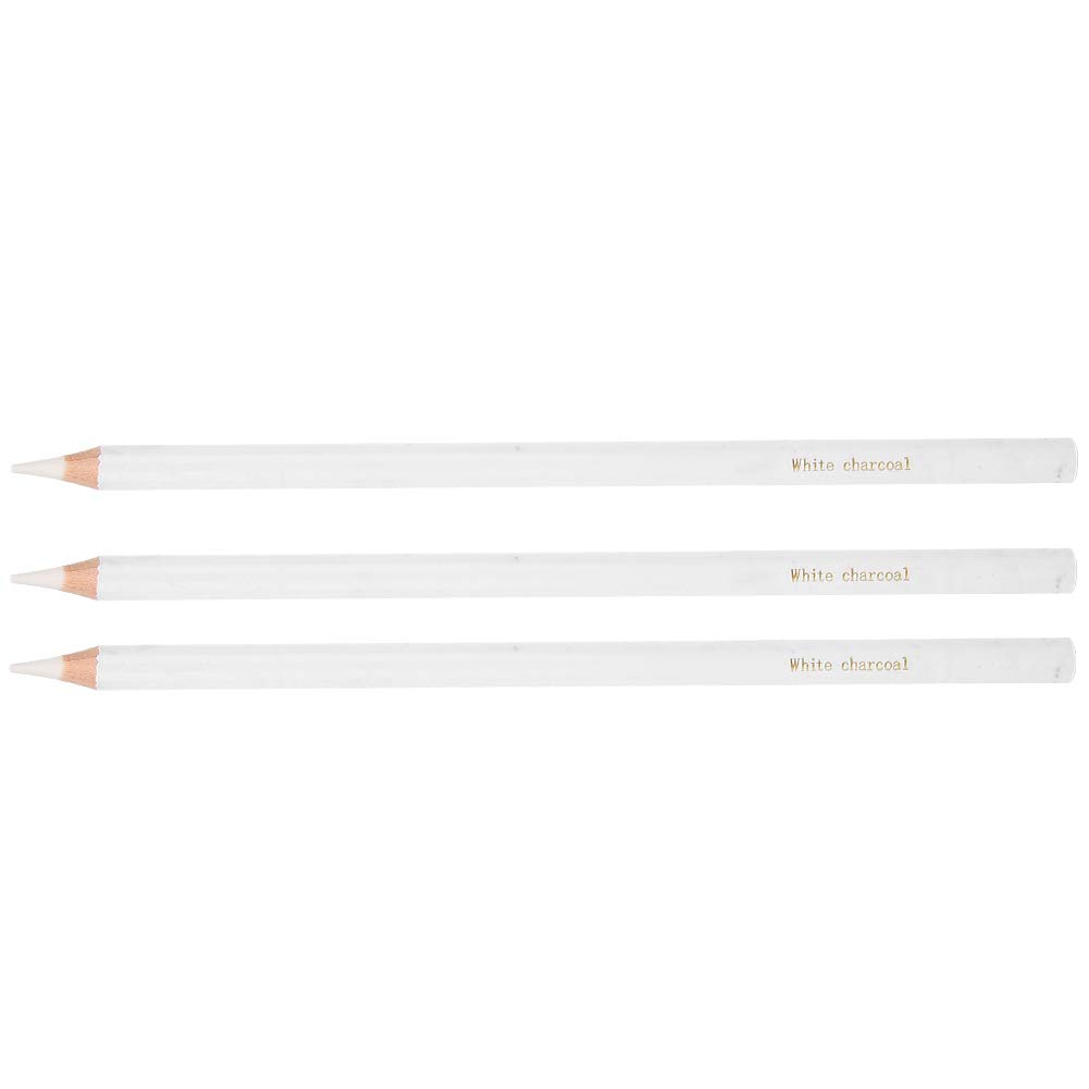 3Pcs White Charcoal Pencil Professional Wood Sketching Pen Highlighter Art Drawing Pencil for Drawing Highlighting