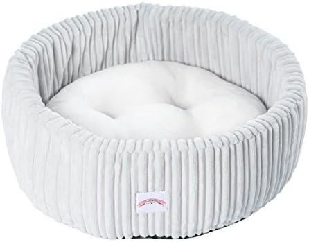 WOBBLER HOME 1 X Deluxe Soft Round Solid Quilted Pet Bed for Dogs &amp; Cats (Grey)
