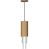 Alora Mood PD502204AGCR Bordeaux Pendant, LED, Aged Gold/Clear Ribbed Glass