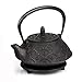 6 Piece Set Black Japanese Cast Iron Teapot(28 oz /800 ml) with 4 Tea Cups (2 oz each), Leaf Tea Infuser and Trivet.