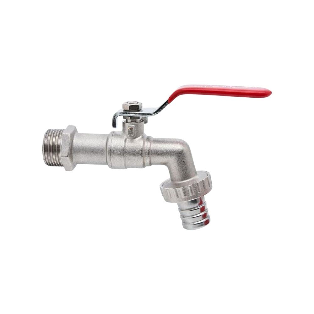 Wärmer System 3/4" Garden Lever Tap Valve with Red Handle and Metal Hose Plug Outdoor Bib Tap BSP Thread
