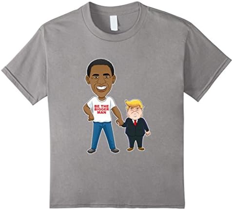 unisex-child Funny Obama &amp; Trump "Be The Bigger Man" T-Shirt 6 Slate