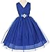 AkiDress V-Neck T-Length Dress with Rhinestone Broach for Little Girls