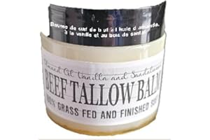 All Natural Facial Beef Tallow Balm Grass Fed and Finished Suet 2oz (Vanilla Sandalwood Almond Oil Beef Tallow Balm) 100% Gra