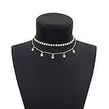 Boosic Double Layer Necklace Coin Chain Star Charm Choker Necklace For Women