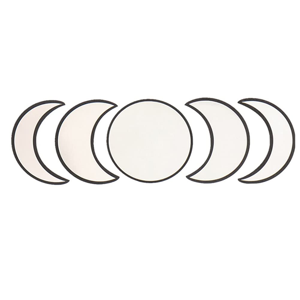 Uposao 5 Pieces Acrylic Moon Phase Wall Mirror Bohemian Home Decoration Art Wall Decoration for Bedroom Living Room Dorm Apartment and Office