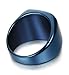 LOYALLOOK Mens Stainless Steel Biker Rings Signet Style Polished Classic Bands Ring Blue Tone Size 9