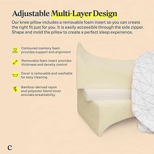 Coop Home Goods Knee Pillow for Side Sleeper, Adjustable Soft