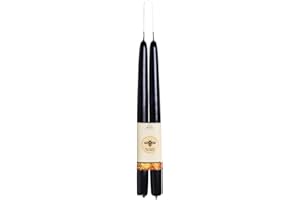 Big Dipper Wax Works Black Candles, Hand Dipped Beeswax Taper Candles, 12-Hour Long Burn, Pure Beeswax Candle 12" x 7/8", All Natural Rich Coloring
