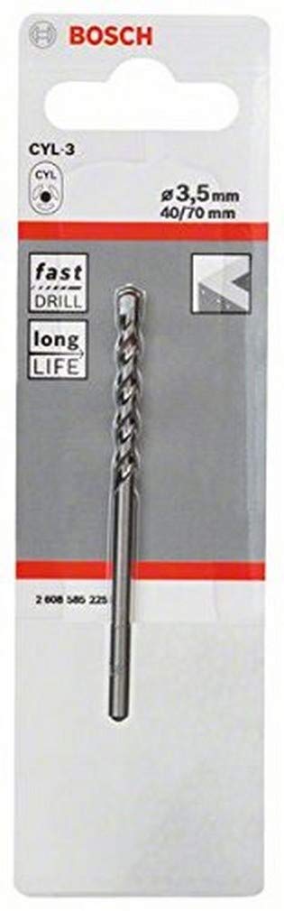 Bosch 2608585225 Concrete Drill Bit, 3.5mm x 40mm x 70mm, Silver