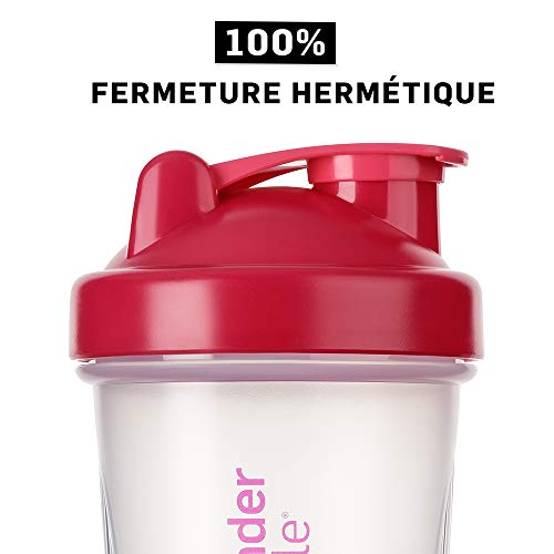 BlenderBottle Classic Shaker cup / Diet Shaker / Protein Shaker with Blenderball / 590ml - clear pink