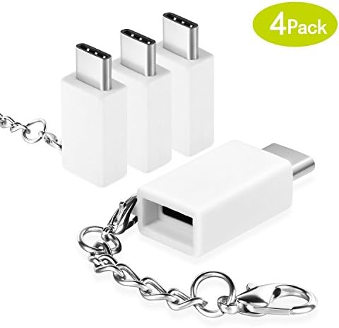 USB Type C Adapter 4 Pack imobi4 USB-C (male) to Micro USB Adapter (female ), Connector with Keychain for Samsung Galaxy S8,HTC U11, HUAWEI P10, Nexus 6P,Nintendo Switch and MORE (White4)