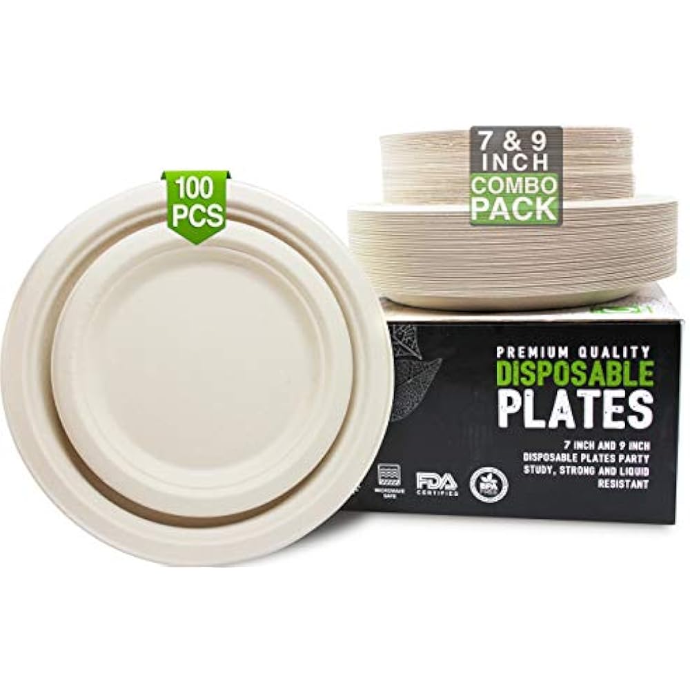 Biodegradable Plates, Compostable Plates, Disposable Eco Friendly Heavy