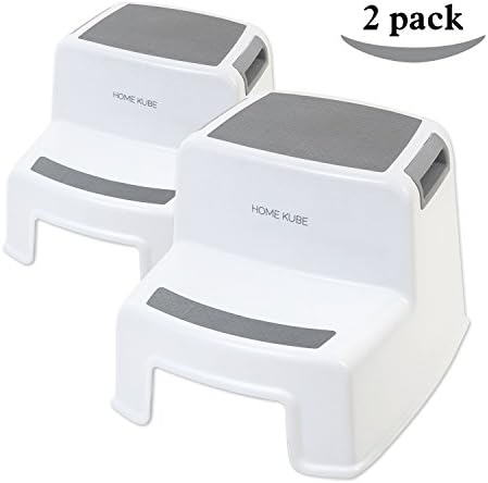 (2 pack) Dual Height Step Potty Stool for Kids | Extra Slip Resistant Soft Grip for additional Safety | Kitchen Step Stool and Bathroom Potty Stool | Wider Two Step & 2 Step, by HOME KUBE