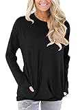 ZKESS Women Casual Loose Long Sleeve Round Neck Sweatshirt Tunics Blouses Tops