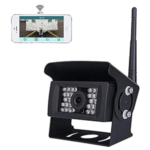 Draadloos Wifi Auto achteruitrijcamerasysteem, 36v tot 12v IP69 Waterdicht Super Nachtzicht 28 IRs-lichten met back…