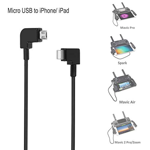 O'woda Micro USB to iPhone / iPad Data Cable 90 Degree Right Angel OTG Cord for DJI MAVIC PRO / SPARK / Mavic Air / Mavic 2 Pro & Zoom