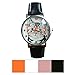 Women's Watch Cat Pattern Leather Band Analog Quartz Vogue (Black)