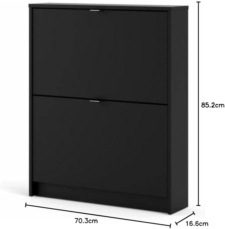 Schuhschrank mit zwei Türen, Farbe Schwarz, 70,3 x 85,2 x 16,55 cm — Foto 3 von 8