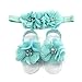 ALLYDREW Baby Girl Barefoot Flower Sandals & Headbands Set Chiffon Flower Baby Sandals - Princess (set of 4),One Size