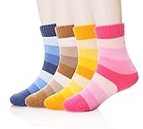 SDBING 4 Pack Winter Warm Unisex Children Stripes Cotton Socks 3-5,6-8,9-12 Year old