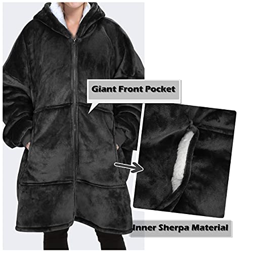 Catalonia Zip Up Blanket Hoodie Sweatshirt, Oversized Sherpa Pullover