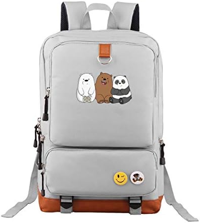 We Bare Bears School Backpack, Unisex Classic Lightweight Backpack Shoulders Bag For Men Women College Schoolbag Travel Bookbag Gray