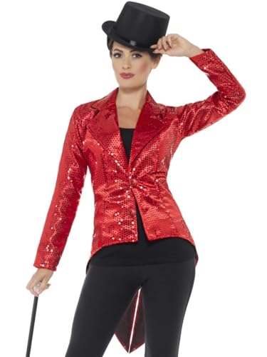 Smiffys Sequin Tailcoat Jacket, Ladies, Red Halloween und Karneval