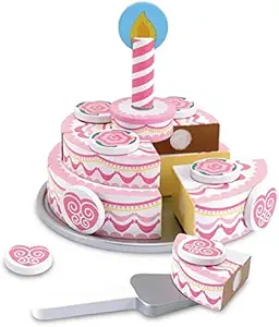 Melissa & Doug Triple Layer Party Cake - Wooden Play Food Set & 1 Scratch Art Mini-Pad Bundle (04069)