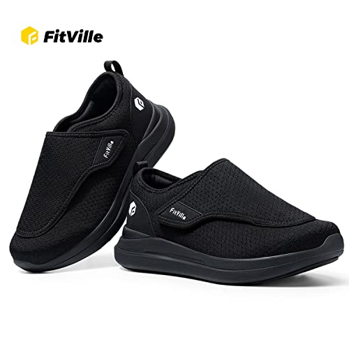 FitVille Shoes for Men Extra Wide Slip-on for Swollen Feet Adjustable Walking Shoes-EasyTop Wings V2